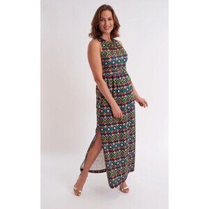 CK Bradley Nina Diamante Maxi Dress Womens M Multi Geometric Diamond Sleeveless